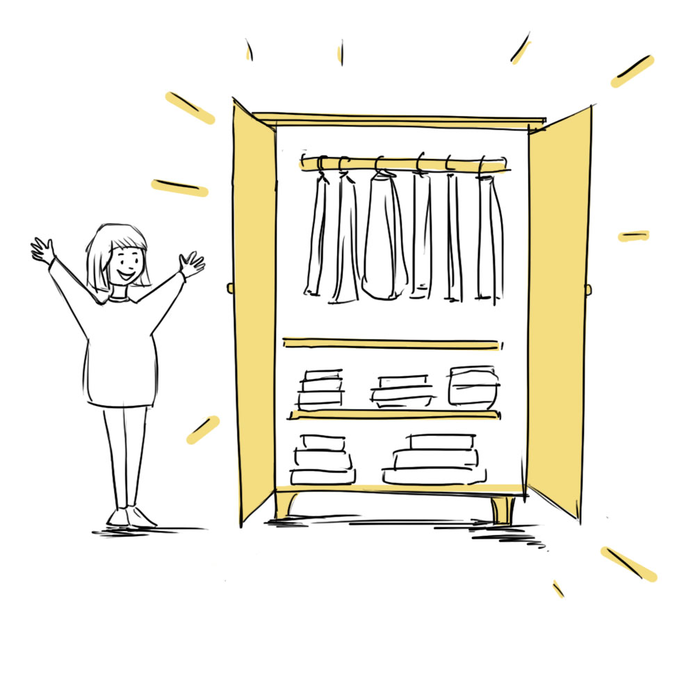 clean out closet tidying up wardrobe illustration